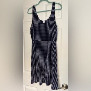Old Navy: Navy and White Striped Sleeveless Dress